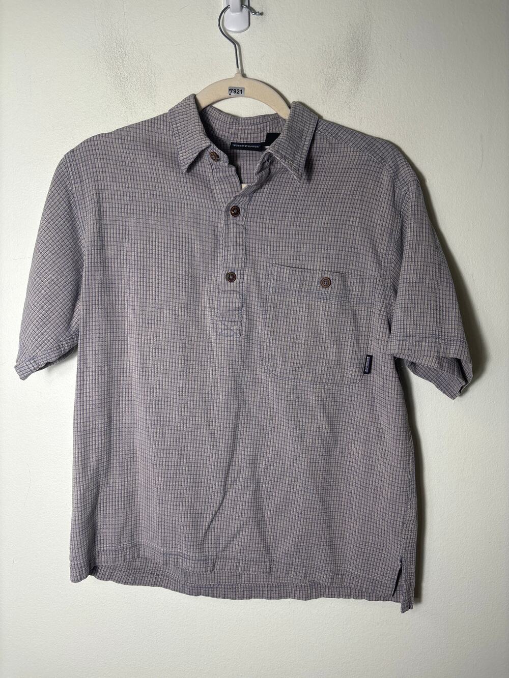 Men's Patagonia Gray Short Sleeve Organic Cotton Shirt Sz S